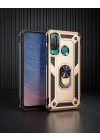Huawei P40 Lite E Kılıf Sofya Yüzüklü Silikon Kapak - Gold
