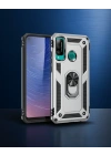 Huawei P40 Lite E Kılıf Sofya Yüzüklü Silikon Kapak - Gümüş