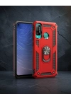 Huawei P40 Lite E Kılıf Sofya Yüzüklü Silikon Kapak - Kırmızı