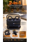 Kablosuz Bluetooth Kulaklık 4 Kulaklıklı 2’si 1 Arada Siyah
