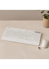 Kablosuz Klavye Mouse Seti - Tablet/Telefon Standlı - Beyaz - Q Klavye