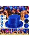 Mavi Simli Glitter Silindir Parti Şapkası