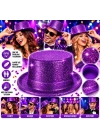 Mor Simli Glitter Silindir Parti Şapkası