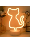 Neon Işıklı Kedi Tasarımlı Lamba