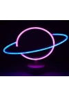 Neon Işıklı Satürn Lamba