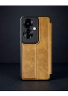 Oppo Reno 11f Kılıf Flip Cover - Taba