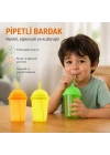 Pipetli Bardak - 450 ml - Şeffaf Renkli - Plastik