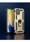 Samsung Galaxy A03 Kılıf Sofya Yüzüklü Silikon Kapak - Gold