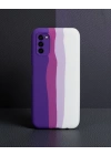 Samsung Galaxy A03s Kılıf Ebruli Lansman Silikon - Mor-beyaz