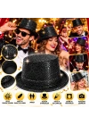 Siyah Simli Glitter Silindir Parti Şapkası