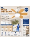 Tavan Vantilatörü ve LED Avize - Uzaktan Kumandalı - 6 Kanatlı - 52 cm