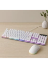 USB Kablolu Oyuncu Klavye ve Mouse Seti - Beyaz RGB