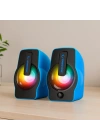 USB RGB Işıklı 1+1 6W Multimedya Hoparlör Seti