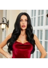 Uzun Hafif Dalgalı Siyah Tül Peruk