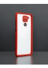 Xiaomi Redmi Note 9 Kılıf Miami Şeffaf Silikon - Kırmızı