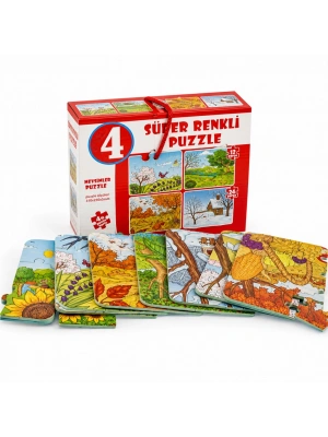 2488 Mevsimler Süper Renkli Puzzle 4LÜ