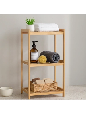 3 Katlı Çok Amaçlı Ahşap Bambu Raf Organizer 36x32x80 cm