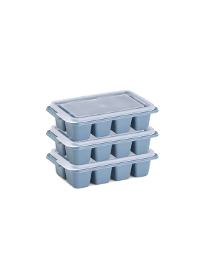 3lü Mini Buz Kalıbı - Küp Şekilli - Kapaklı - Plastik