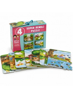 3222 Çiftlik Süper Renkli Puzzle 4LÜ
