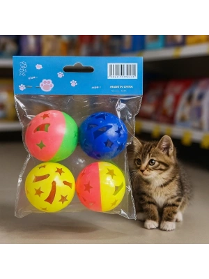 4lü Çıngıraklı Top Kedi Oyuncağı
