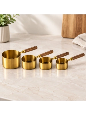 Ağaç Kulplu Ölçü Kaşığı 4lü Set