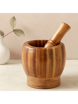 Ahşap Bambu Havan (Sarımsak Dövecek) 8 cm
