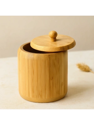 Ahşap Bambu Kapaklı Şekerlik Ø11.3 cm