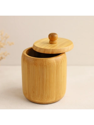 Ahşap Bambu Kapaklı Şekerlik 9 cm