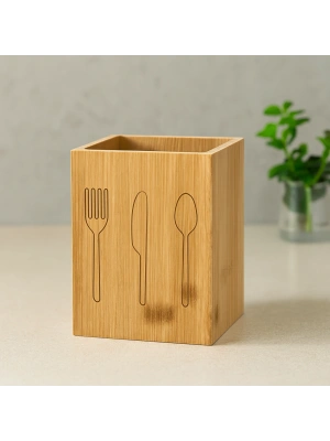 Ahşap Bambu Kaşıklık Organizer 9x9 cm