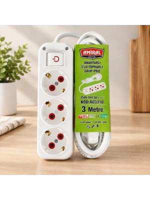 Anahtarlı 3 m Priz