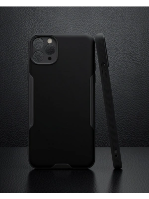 Apple İphone 11 Pro Max Kılıf Platin Silikon - Siyah