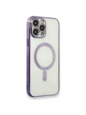 Apple iPhone 13 Pro Kılıf Magneticsafe Lazer Silikon - Mor