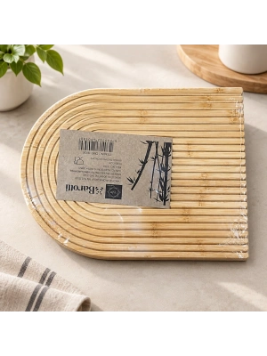 Bambu Oval Çizgili Sunumluk
