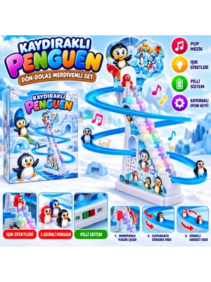 DMN2021-4 Kaydıraklı Dön-dolaş Merdivenli Penguen Seti