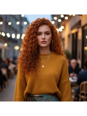 Gerçek Front Lace Tül Peruk - Afro Dalgalı - Bakır 70-75cm