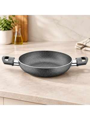 Granit Tava 22 cm Çift Saplı Gri Kırçıllı
