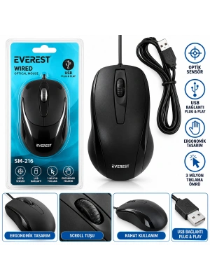 Kablolu USB Işıklı Optik Mouse 1200 DPI