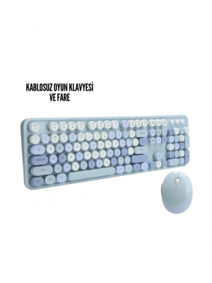Kablosuz Klavye Mouse Seti mavi