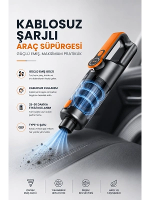 Kablosuz Şarjlı Araç ve Ev Tipi El Süpürgesi