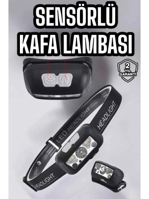 Kafa Lambası Kamp Lambası Sensörlü Şarjlı Ayarlanabilir