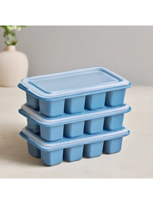 Kapaklı Plastik 3lü Mini Küp Buzluk