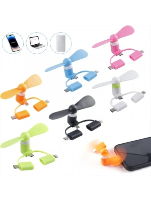 Mini Telefon Fanı - Lightning - Type-C - Micro USB Girişli - Sessiz