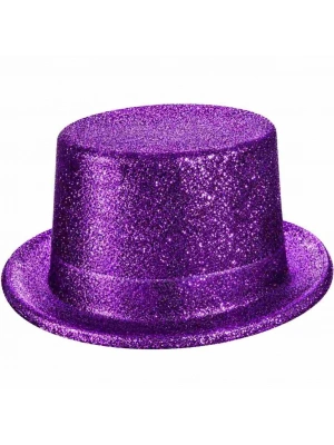 Mor Simli Glitter Silindir Parti Şapkası