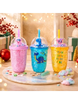 Pipetli Bardak - Figürlü Pipet - Karışık Model