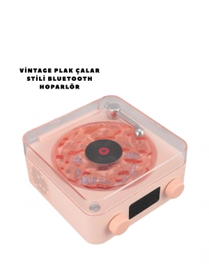 Retro Bluetooth Hoparlör PEMBE