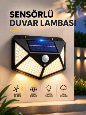 Sensörlü Güneş Enerjili Duvar Lambası