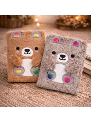 Sevimli Ayıcık Peluş Çizgili Defter