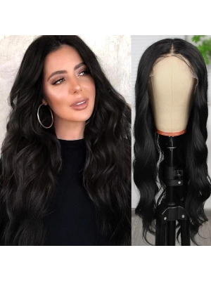 Siyah Dalgalı Fiber Sentetik Tül Peruk
