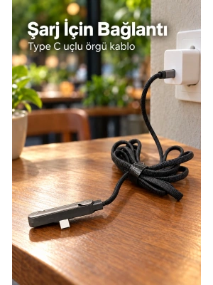 Standlı Şarj Kablosu Çift Type C Bağlantılı