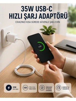 Type-C to C Kablolu 35W Hızlı Şarj Başlığı Set